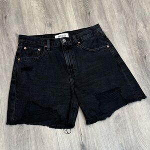 Ética Casual Black Distressed Denim Summer Jean Shorts with Raw Hem